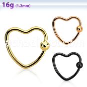 hcrt16 anodized steel heart shaped ball closure ring w 3mm ball