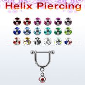 heud4 316l steel helix stirrup w 4mm multi jewel ball
