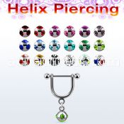 heud5 316l steel helix stirrup w 5mm multi jewel ball