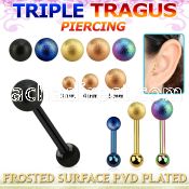 hextifo anodized steel triple tragus piercing 3 5mm frosted ball