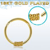 hr21rg gold plated silver seamless nose hoop w a twisted wire 