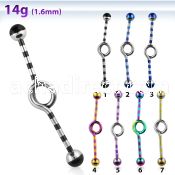 idbt14 striped pvd 316l steel industrial loop barbell w balls