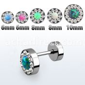 ifrdco steel fake plug w crystal studded rim synthetic opal