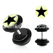 ilvgr14 acrylic fake plug with b w star logo with o rings
