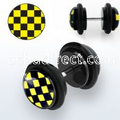 ilvgr24 acrylic plug with black yellow checkered with o rings