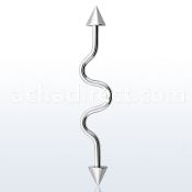 inacn5 316l steel industrial zigzag barbell 14g w 5mm cones