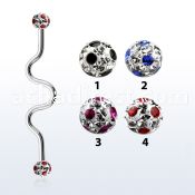 inafr5a 316l steel industrial zig zag barbell with dotted balls