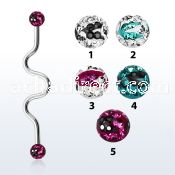 inafr5c industrial zigzag barbell w 5mm multi crystal zebra ball