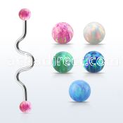 inaop5 steel industrial zig zag barbell w synthetic opal balls