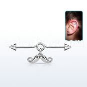 incnd9 steel industrial loop barbell w a dangling mustache