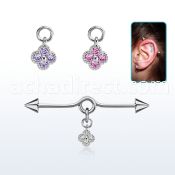 incndz1 steel industrial loop barbell w cone flower w set czs 