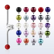 incpr5 316l steel industrial twister barbell with pearl balls