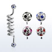 indfr5a 316l steel industrial coil barbell with dotted balls