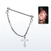 indsd4 steel industrial barbell w dangling plain cross
