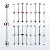 indsh12 316l steel industrial barbell w center multi jewel ball