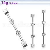 indsh13 316l steel industrial barbell with 4mm dices 4mm balls