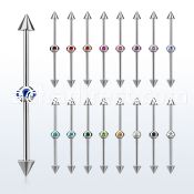 indsh18 316l steel industrial barbell w cones multijewel ball