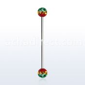 infr5r 316l steel industrial barbell with ferido rasta balls