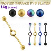 intbfo5 anodized steel industrial loop barbell w frosted balls