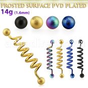 intdfo5 anodized steel industrial coil barbell w frosted balls