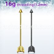 intsaw anodized 316l steel industrial barbell with cone arrow