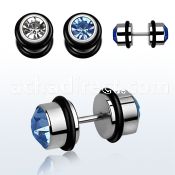 ip2c high polished fake plug w 2 bezel set center crystals