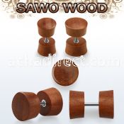ipswo sawo wood fake plug with surgical steel post