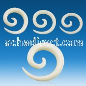 ipwh white bone spiral taper size 8g to 2g 3mm 6mm