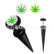 ivtpl2 black acrylic fake taper with marijuana logo o rings