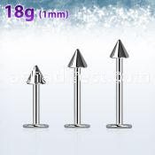 lb18cn3 316l steel labret 18g 1mm with 3mm cone