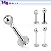 lbb3 6mm 16mm of surgical steel labret with 3mm ball