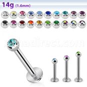 lbc3g 14g 316l steel labret with 3mm bezel set jewel ball