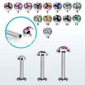 lbifrd steel internally threaded labret w multi crystal tristar