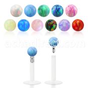 lbiop3 clear bio flexible labret w 3mm synthetic opal ball