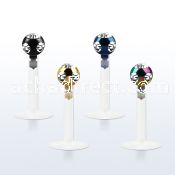 lbitca bio flexible labret with 3mm anodized multi jewel ball