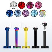 lbtc25 anodized 16g 316l steel labret with 2 5mm bezel crystal