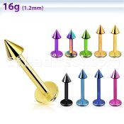 lbtcn3 premium pvd plated surgical steel labret with 3mm cone