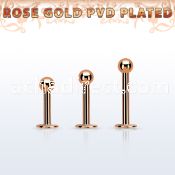 lbttb3g rose gold steel labret with a 3mm ball