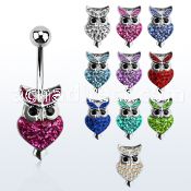 mcd416 316l steel belly banana with ferido glued crystal owl