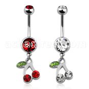 mcd447x 316l steel belly banana w double ball crystal cherry