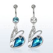 mcd586 steel belly banana w swan with crystals 