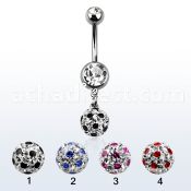 mcd626xa 316l steel belly banana w 2 jewel ball dotted ball