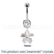 mcd720 steel belly banana w a dangling flower swarovski crystal