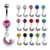 mcd734 steel belly banana w dangling moon w crystals