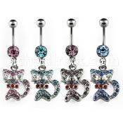 mcdct4 316l steel banan with jewel ball crystal cat