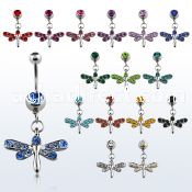 mcddg 316l steel belly banana w dangling crystal dragonfly