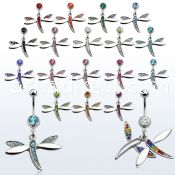 mcddgc 316l steel belly banana with crystal dragonfly