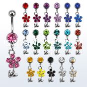 mcdfl15 316l steel belly banana with jewel ball crystal flower