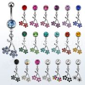 mcdflc2 316l steel belly banana with dangling twin flower