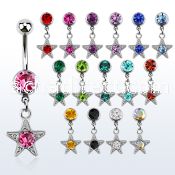 mcdsar 316l steel belly banana w a dangling crystal star